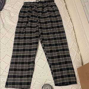 Plaid Black and Gray Men's flannel pajama pants pj nwt large